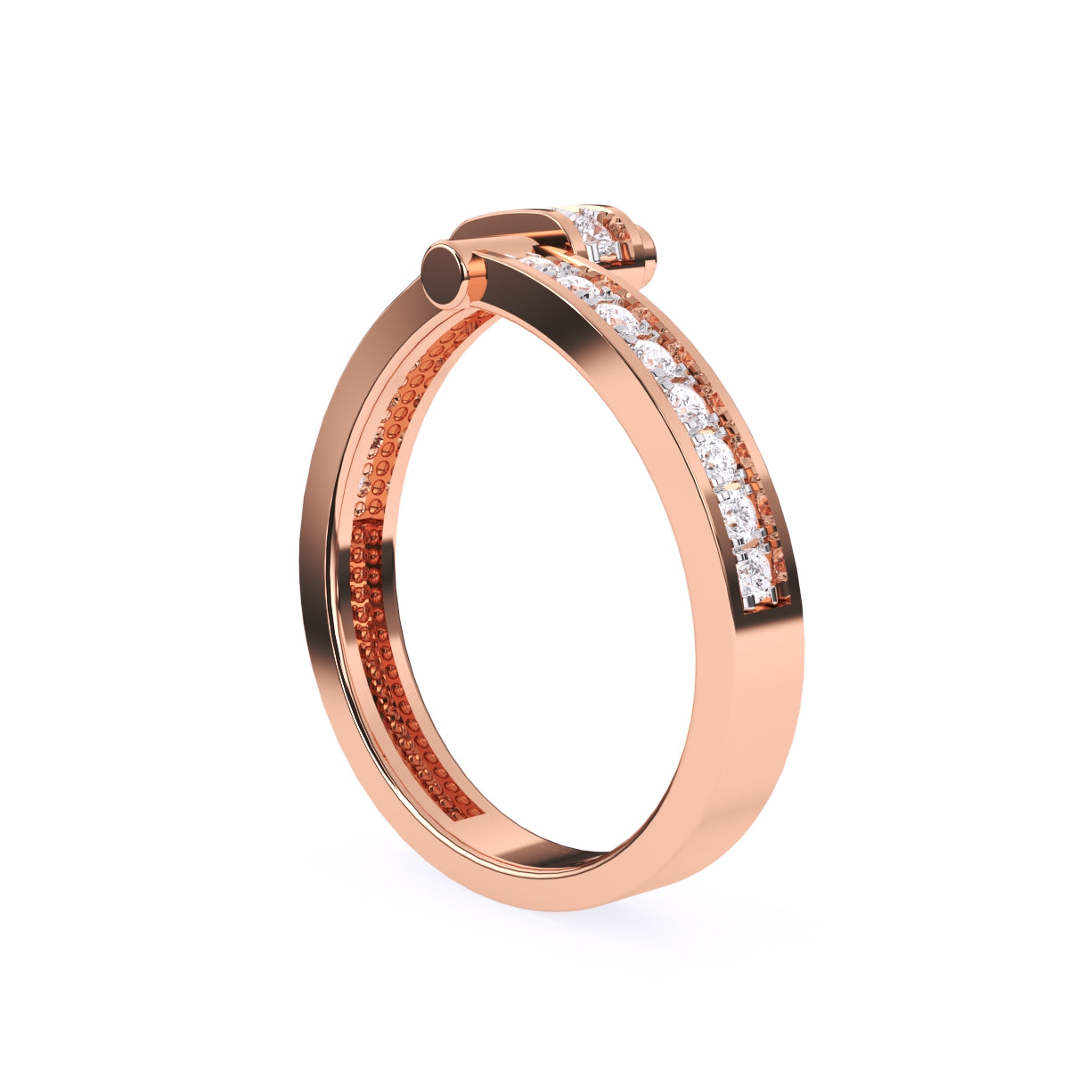 Round 14K Rose Gold Full Eternity Wedding Band