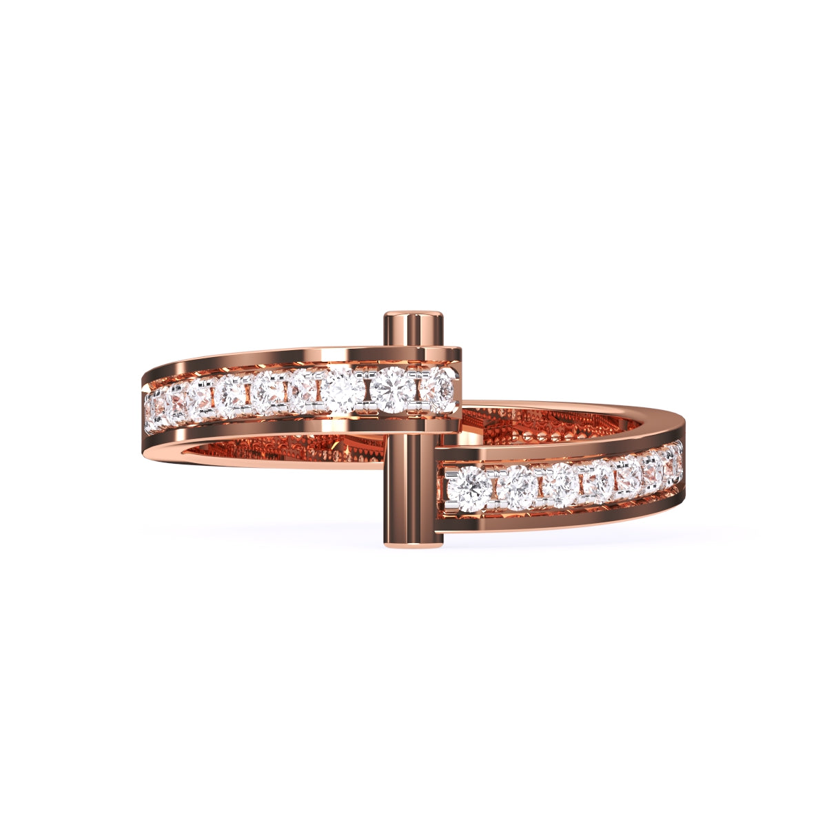Round 14K Rose Gold Full Eternity Wedding Band