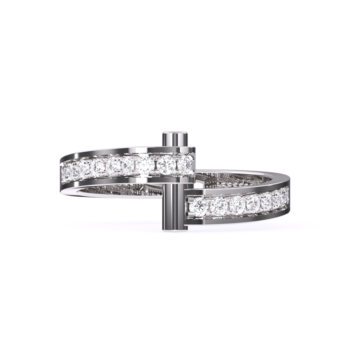 Round 14K Rose Gold Full Eternity Wedding Band