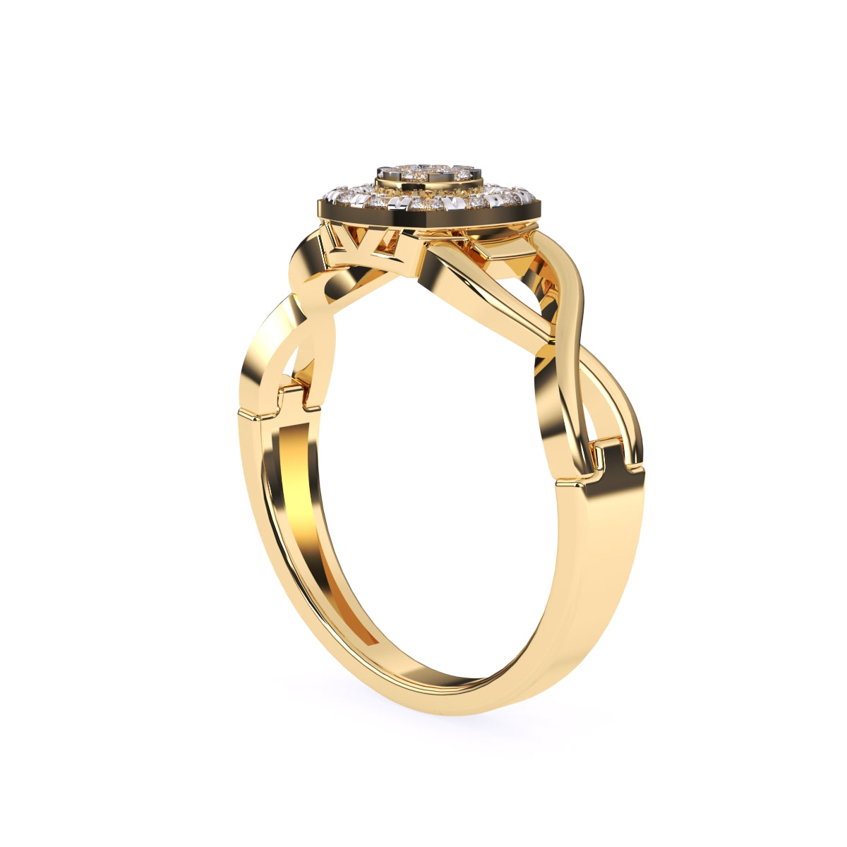 Round Halo Split Shank Engagement Ring