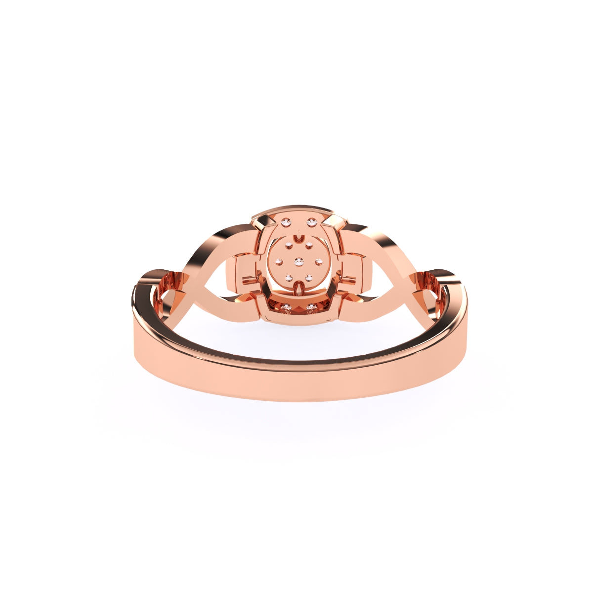 Round Halo Split Shank Engagement Ring