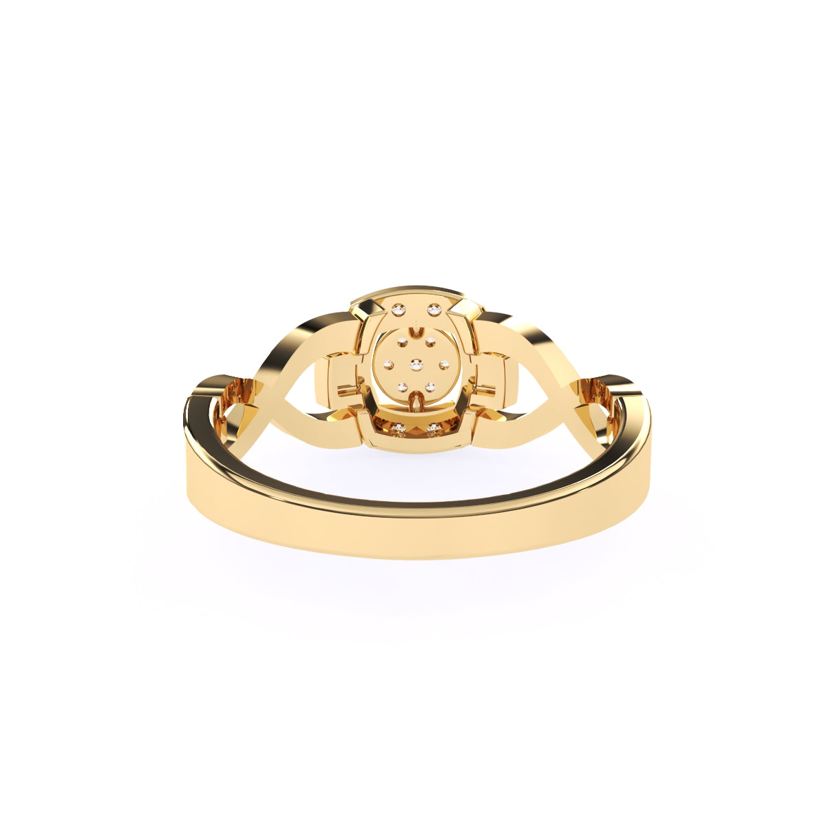Round Halo Split Shank Engagement Ring