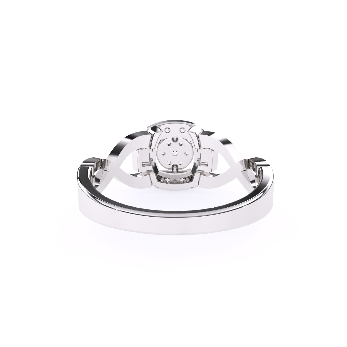 Round Halo Split Shank Engagement Ring