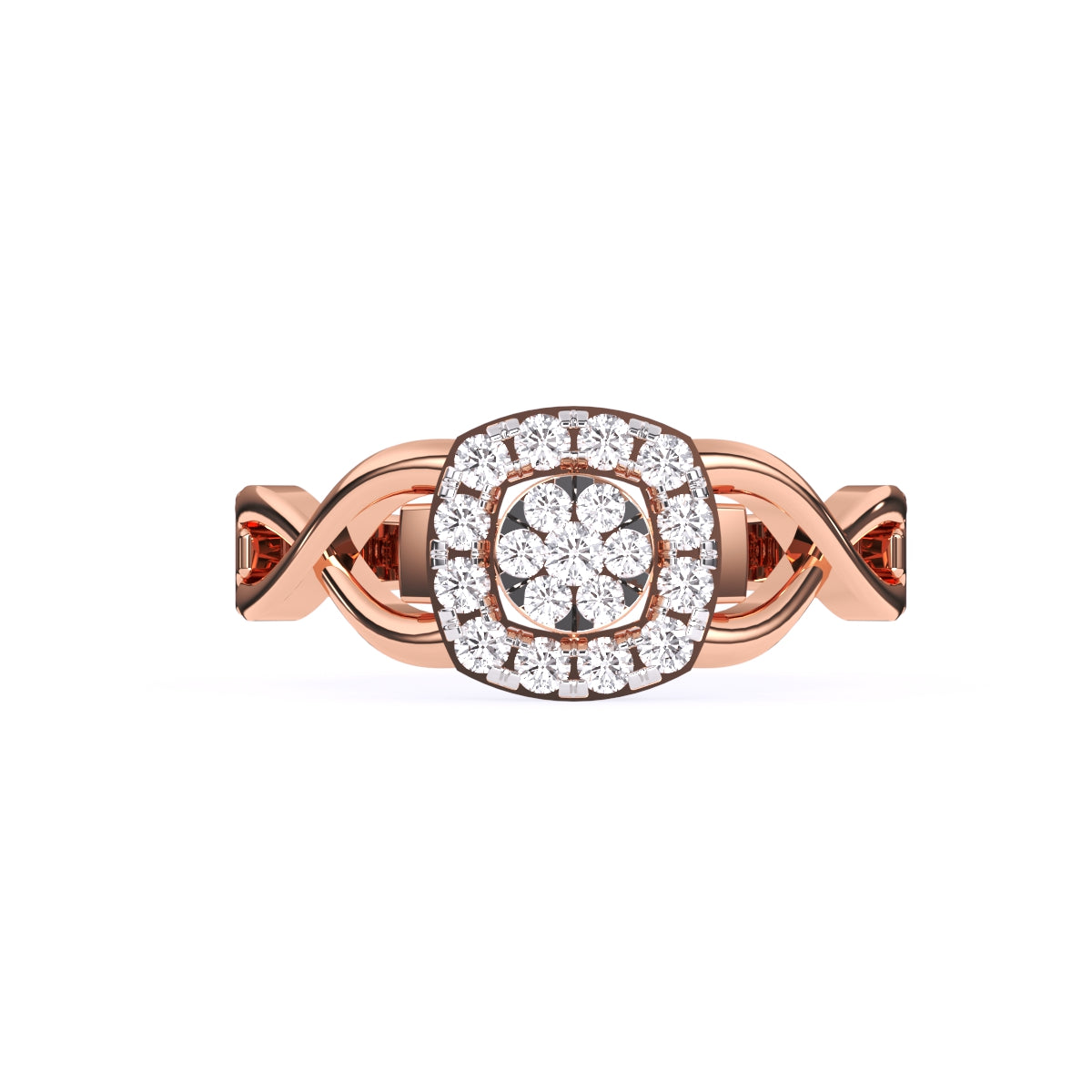 Round Halo Split Shank Engagement Ring