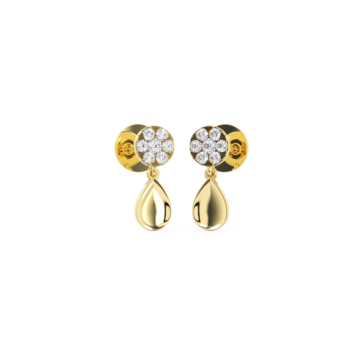 Round Diamond Drop Earrings