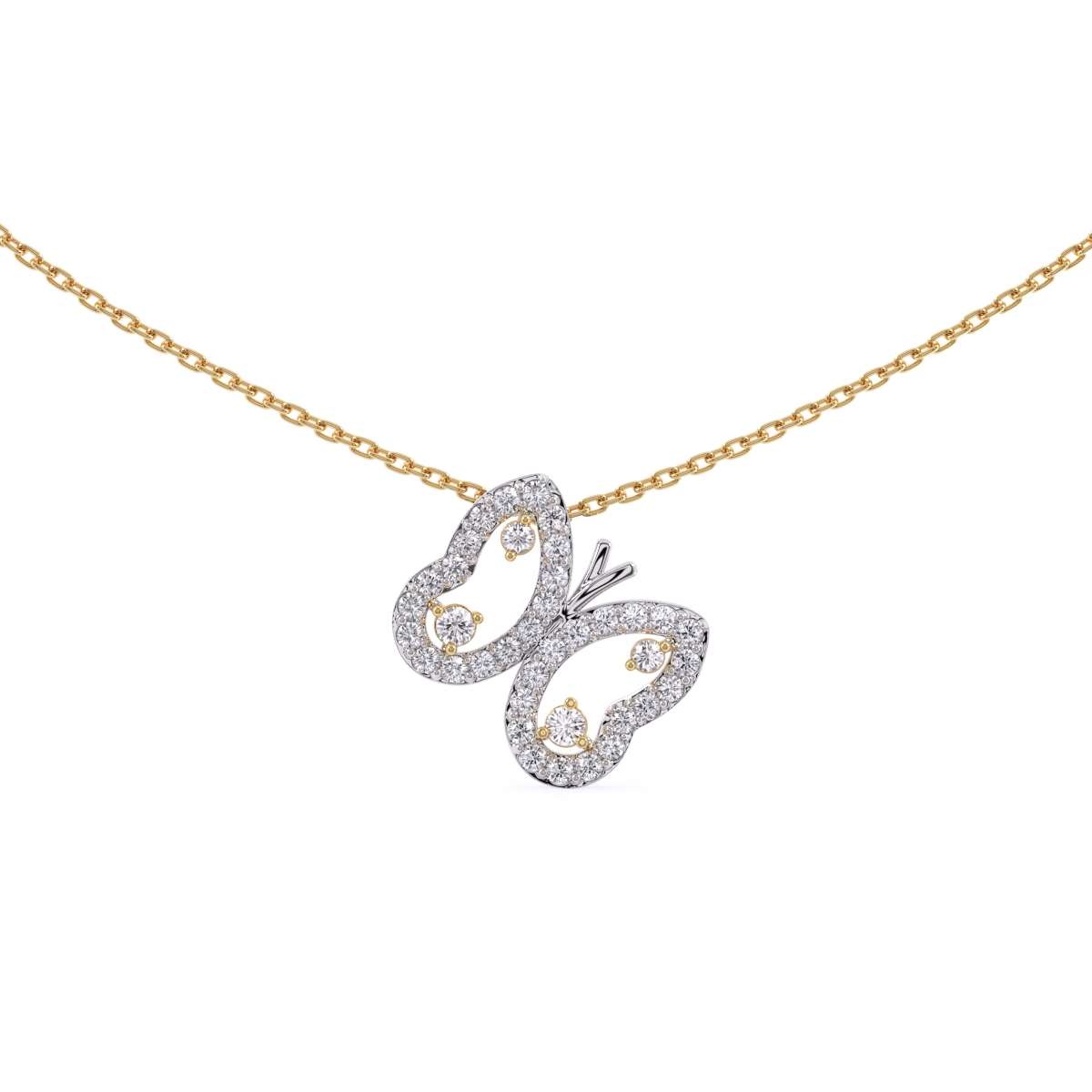 Butterfly Shaped Round Cut  Lab Grown Diamond Necklace