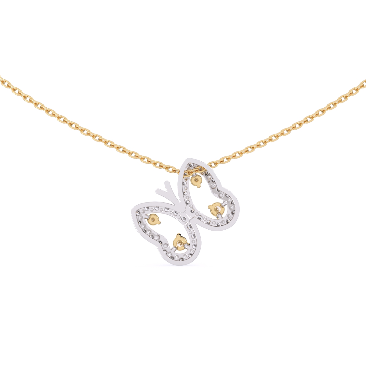 Butterfly Shaped Round Cut  Lab Grown Diamond Necklace