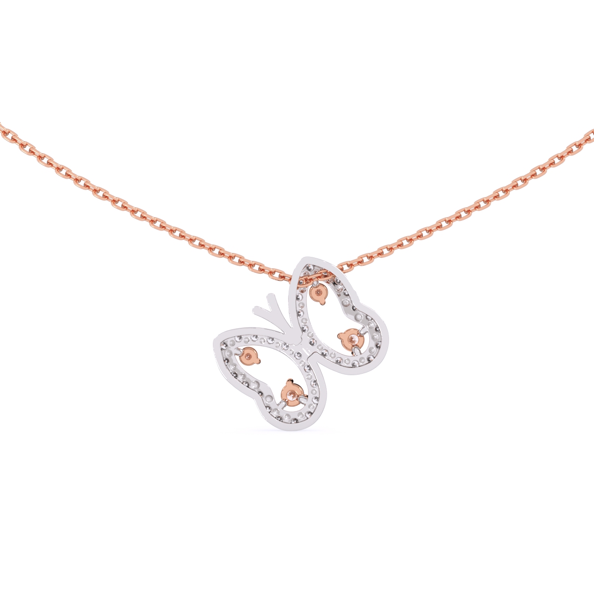 Butterfly Shaped Round Cut  Lab Grown Diamond Necklace