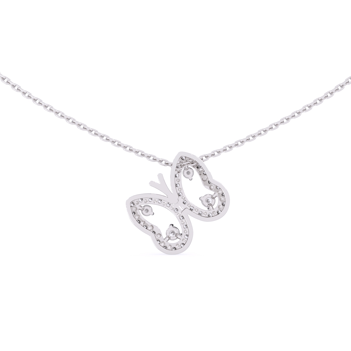 Butterfly Shaped Round Cut  Lab Grown Diamond Necklace