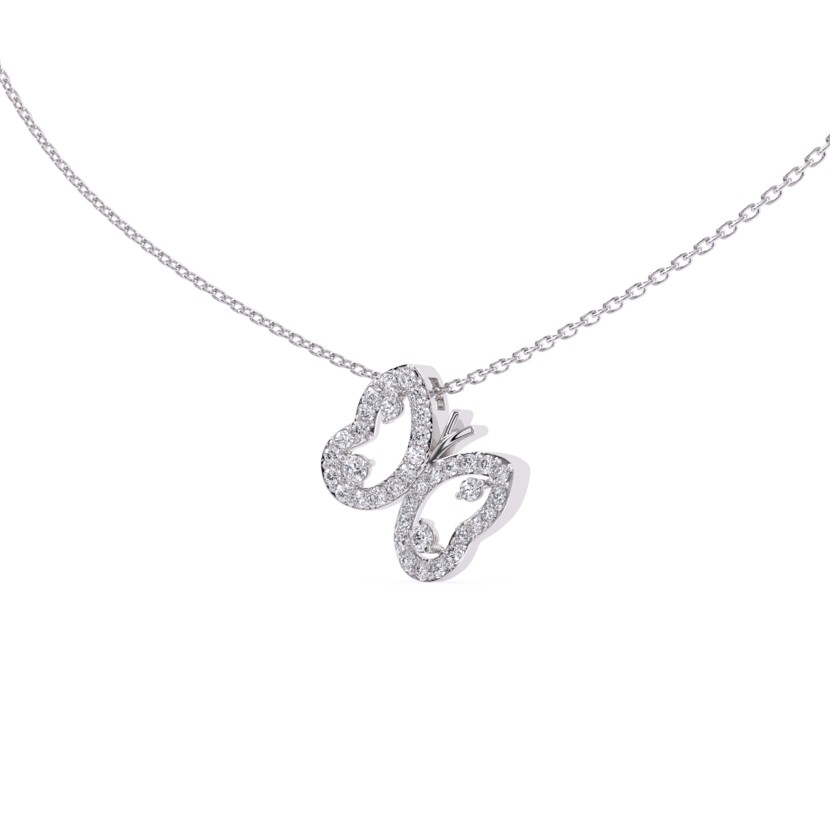 Butterfly Shaped Round Cut  Lab Grown Diamond Necklace