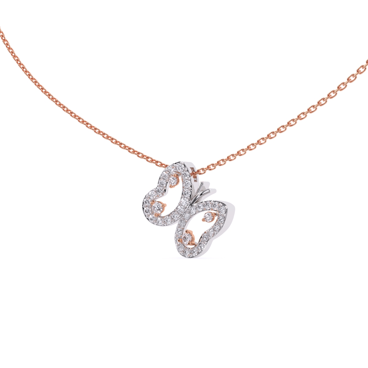 Butterfly Shaped Round Cut  Lab Grown Diamond Necklace