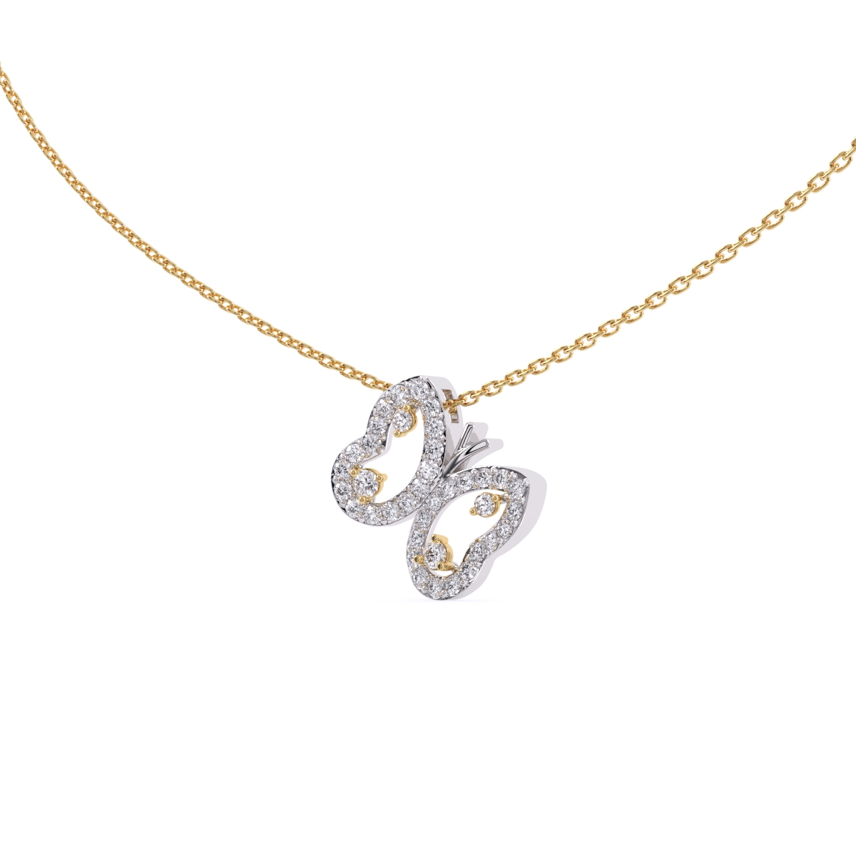 Butterfly Shaped Round Cut  Lab Grown Diamond Necklace