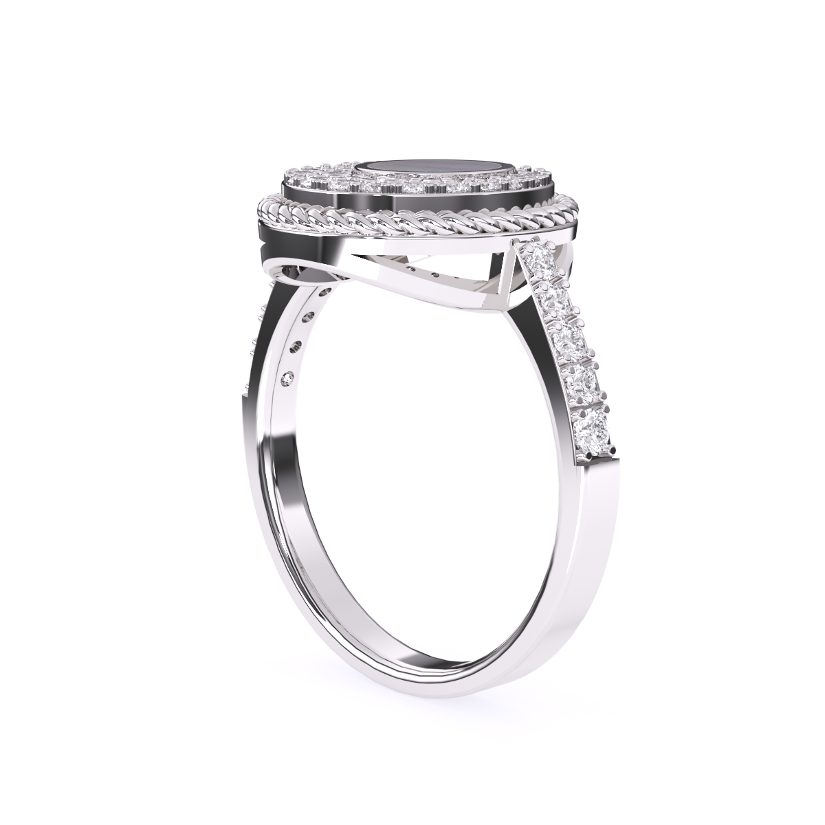 Round Halo Circle 14K Gold Diamond Ring