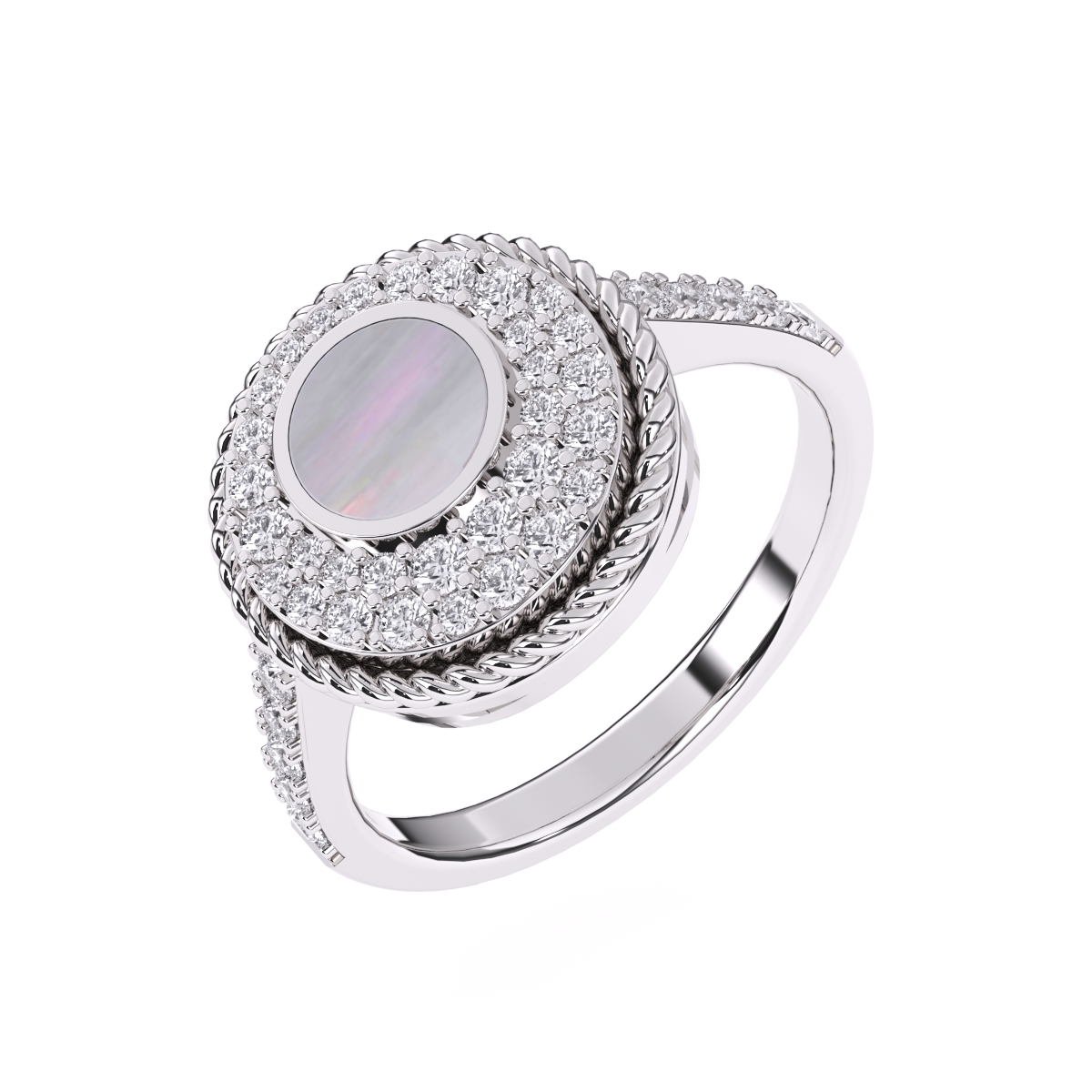 Round Halo Circle 14K Gold Diamond Ring