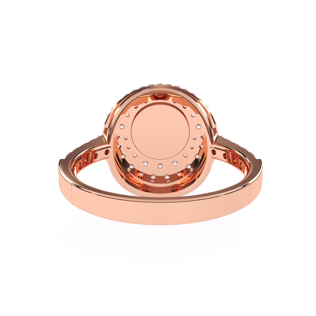 Round Halo Circle 14K Gold Diamond Ring
