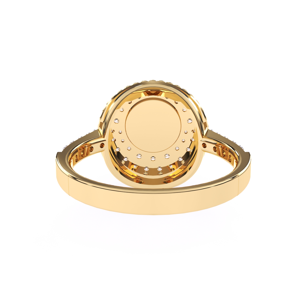 Round Halo Circle 14K Gold Diamond Ring
