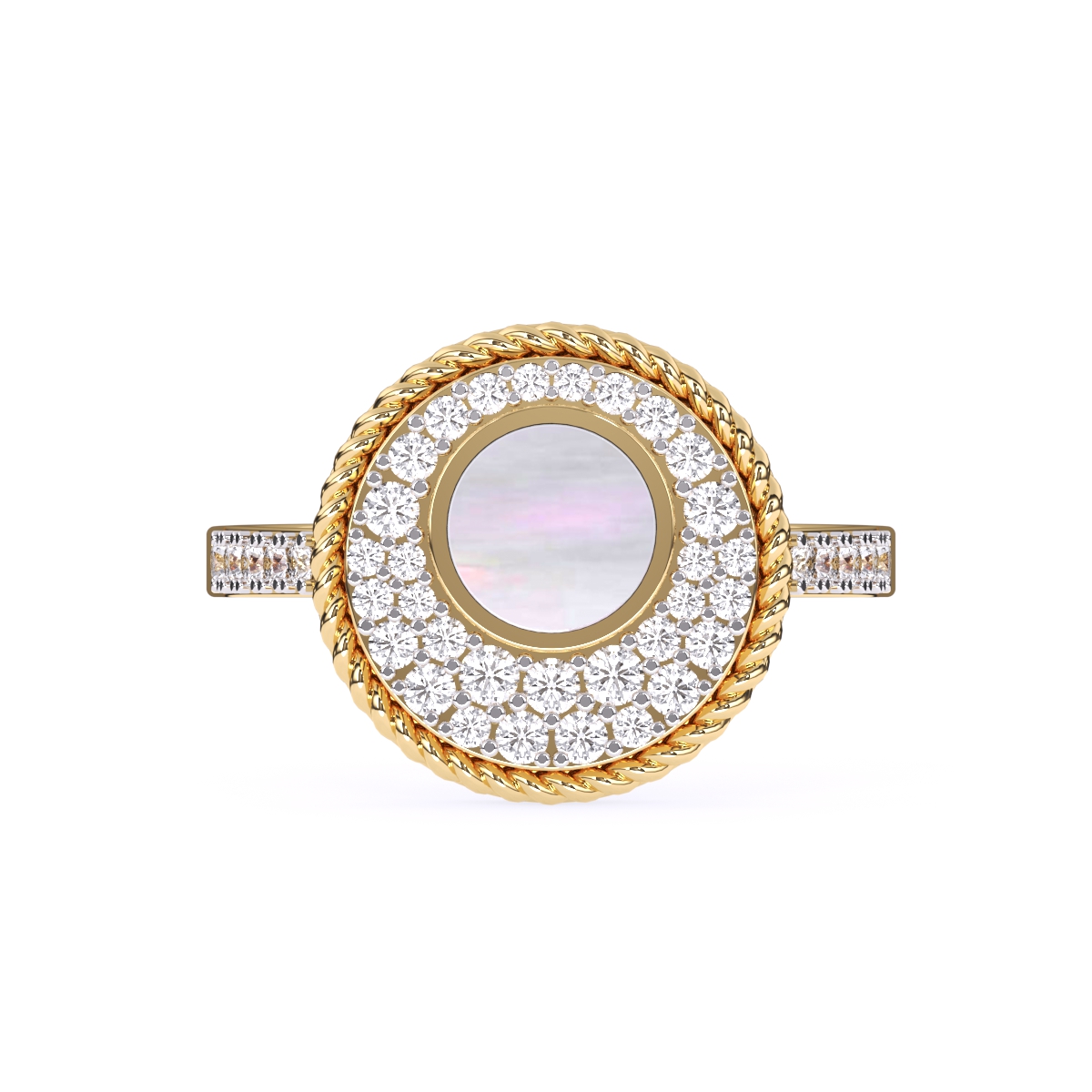 Round Halo Circle 14K Gold Diamond Ring