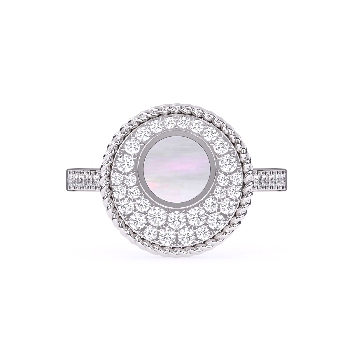 Round Halo Circle 14K Gold Diamond Ring