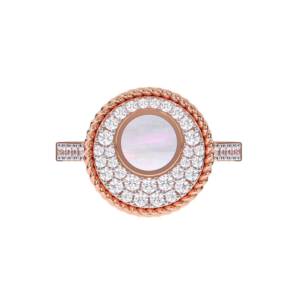 Round Halo Circle 14K Gold Diamond Ring