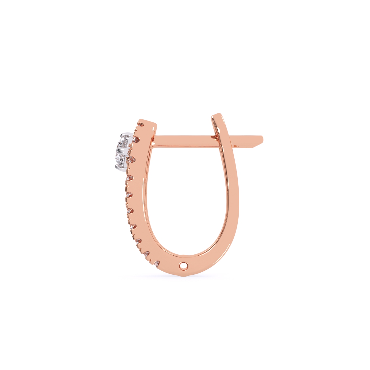 Round Rose Gold Diamond Studded Clip-On Earrings