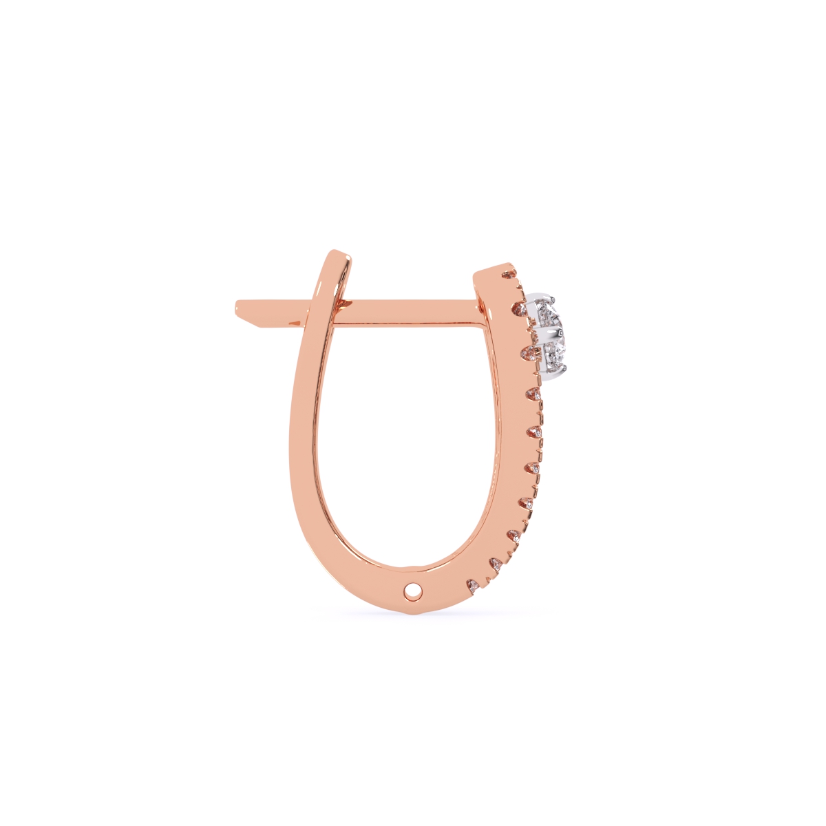 Round Rose Gold Diamond Studded Clip-On Earrings