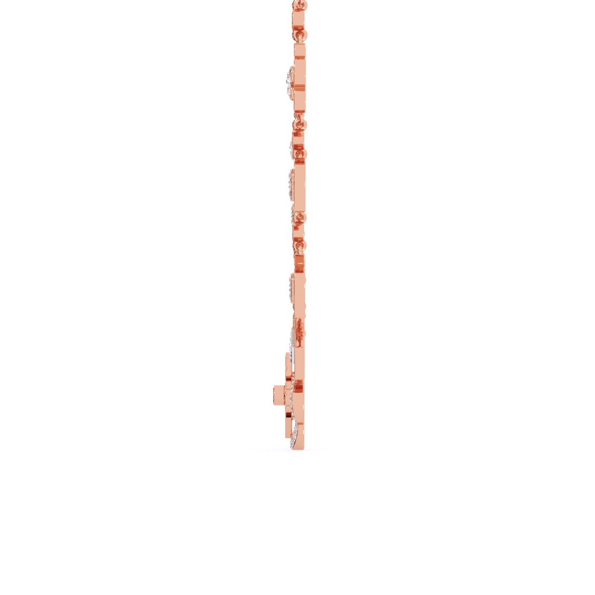 Enamel Heart and Diamond Charm Necklace in Rose Gold