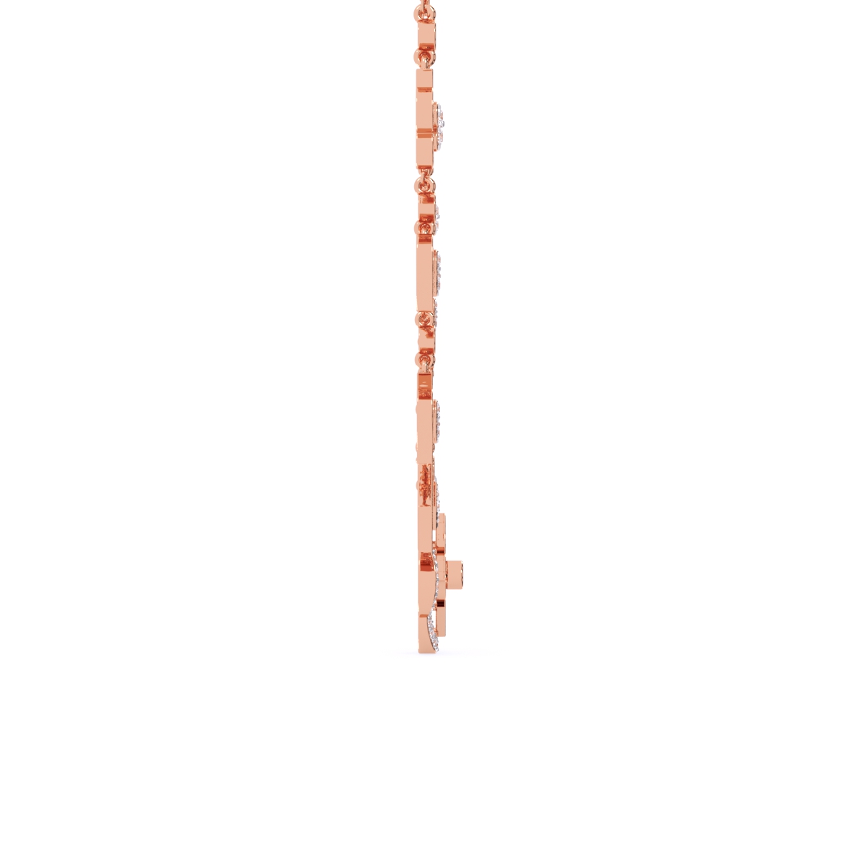 Enamel Heart and Diamond Charm Necklace in Rose Gold