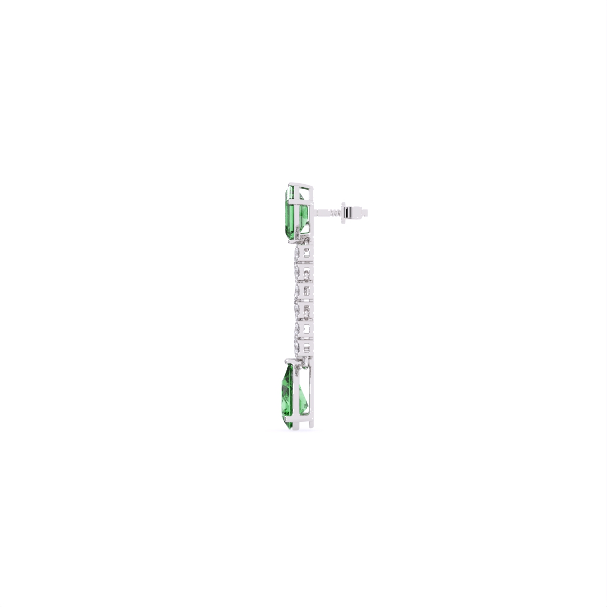 Elegant Lab-Grown Diamond and Emerald Drop Earrings