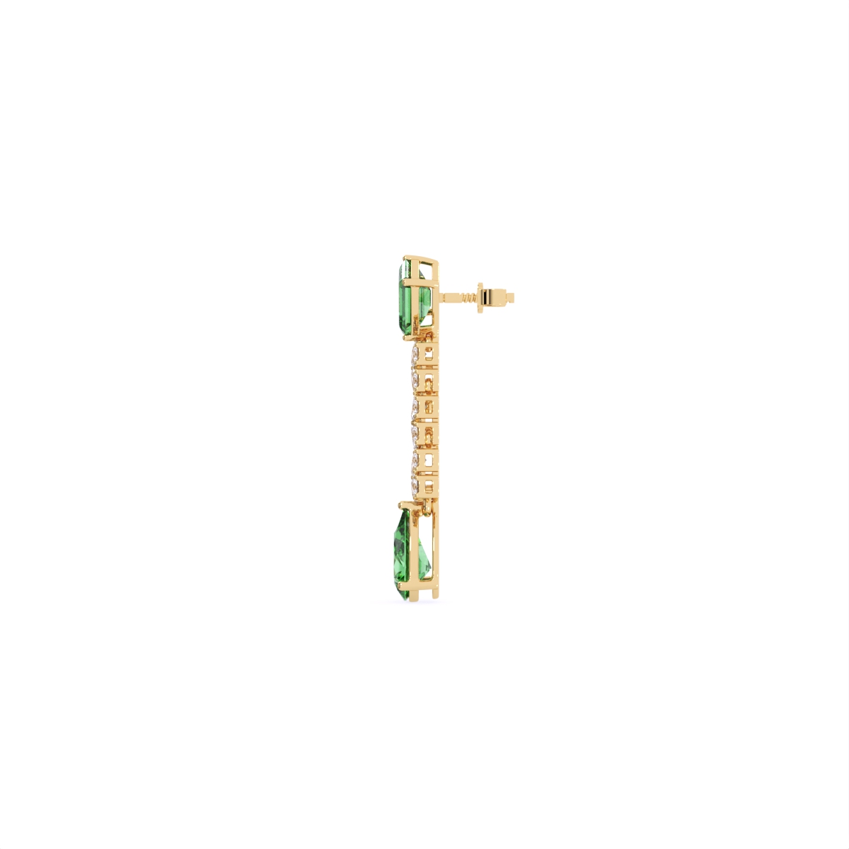 Elegant Lab-Grown Diamond and Emerald Drop Earrings