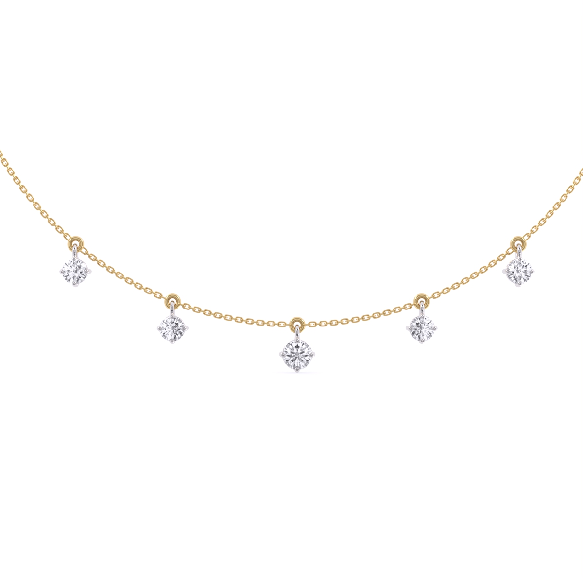 Delicate Minimalist Rose Gold Necklace with Drop Diamonds