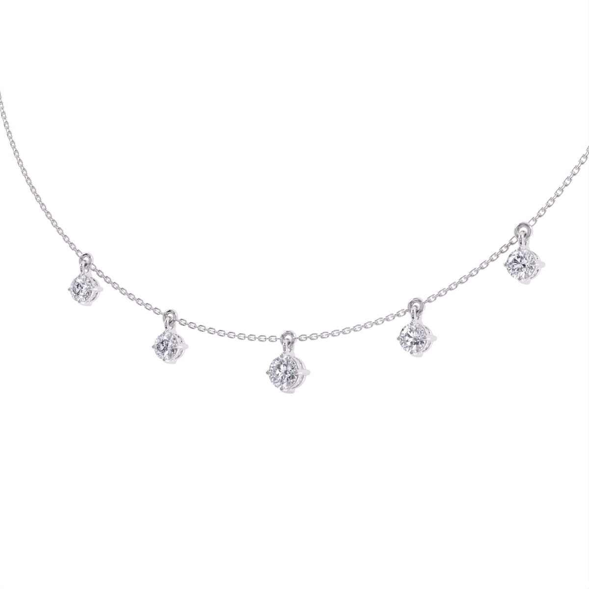 Delicate Minimalist Rose Gold Necklace with Drop Diamonds