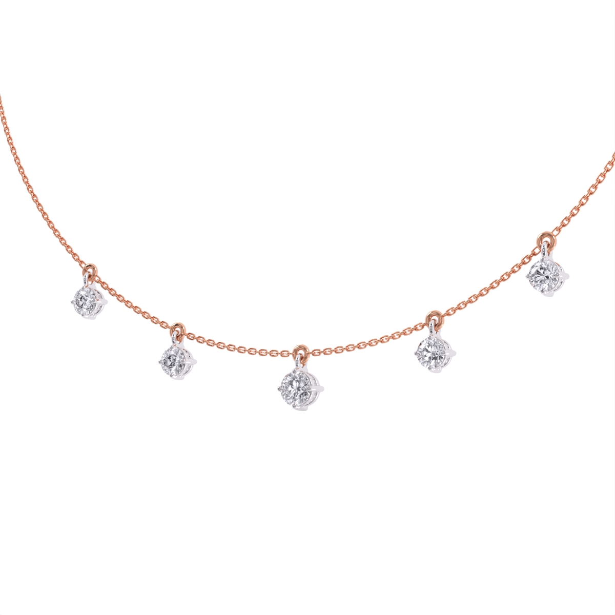 Delicate Minimalist Rose Gold Necklace with Drop Diamonds
