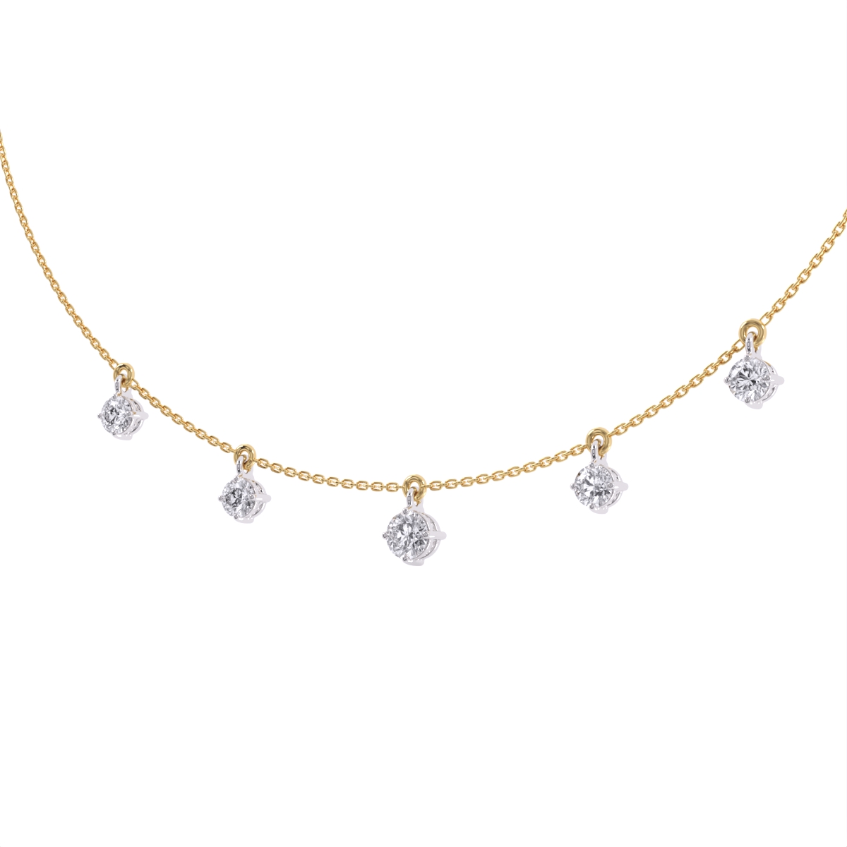Delicate Minimalist Rose Gold Necklace with Drop Diamonds