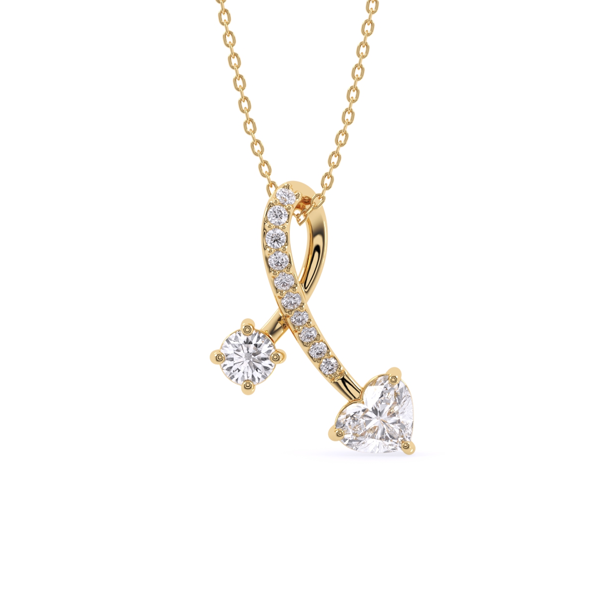 Two Stone Lab Diamond Gold Pendant