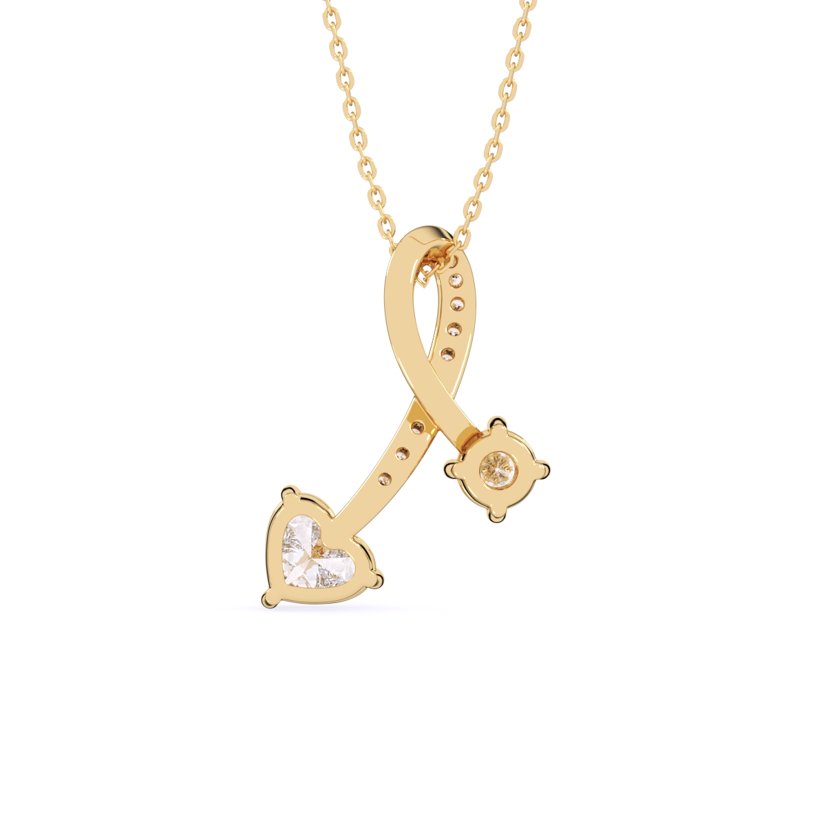 Two Stone Lab Diamond Gold Pendant