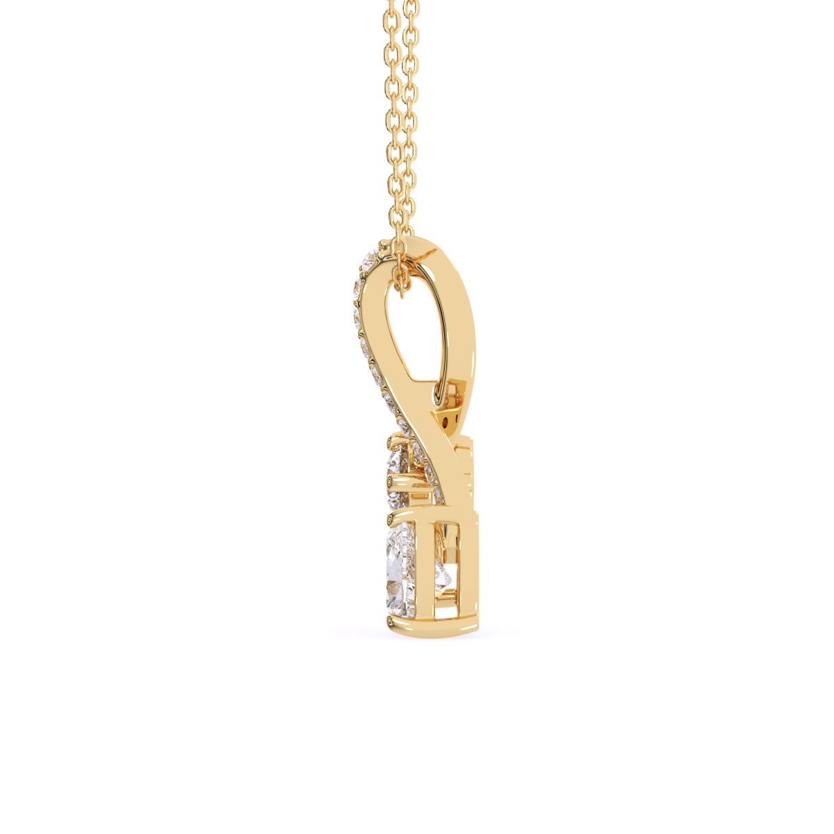 Two Stone Lab Diamond Gold Pendant