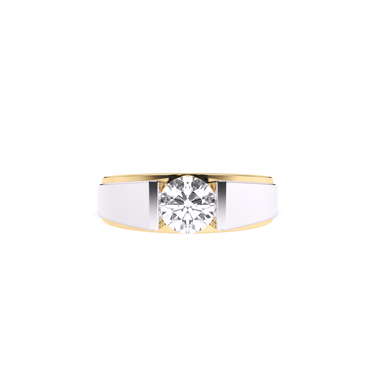 Modern Bezel Setting Men's Two-Tone Lab Diamond Ring
