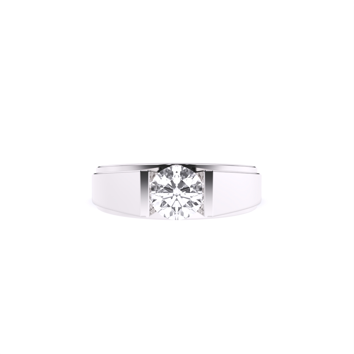 Modern Bezel Setting Men's Two-Tone Lab Diamond Ring