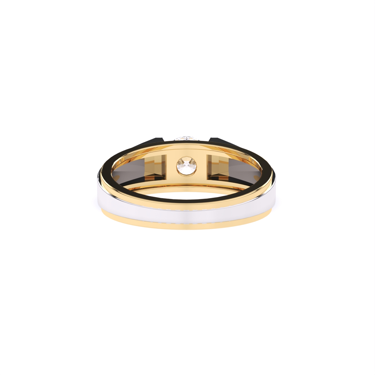 Modern Bezel Setting Men's Two-Tone Lab Diamond Ring