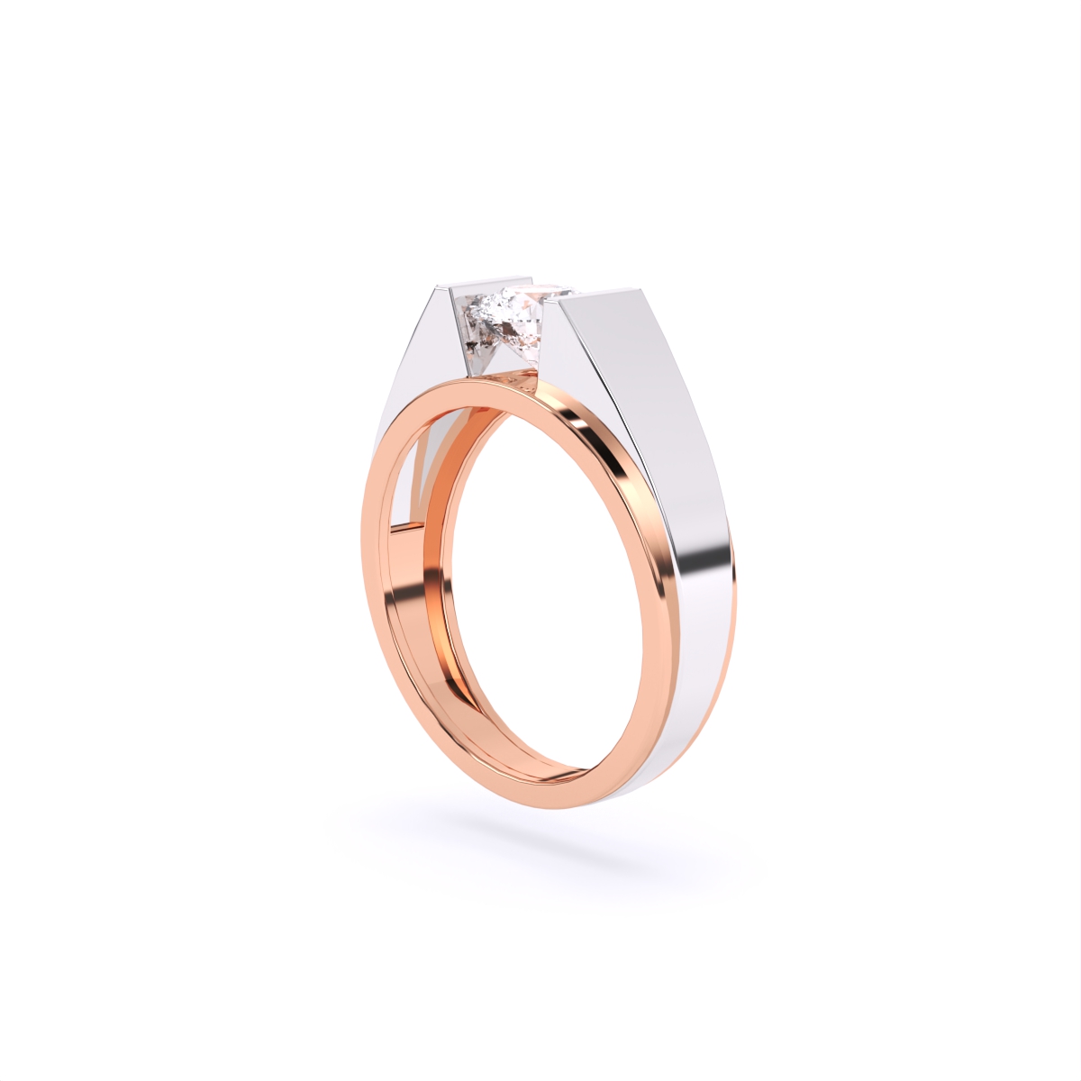 Modern Bezel Setting Men's Two-Tone Lab Diamond Ring