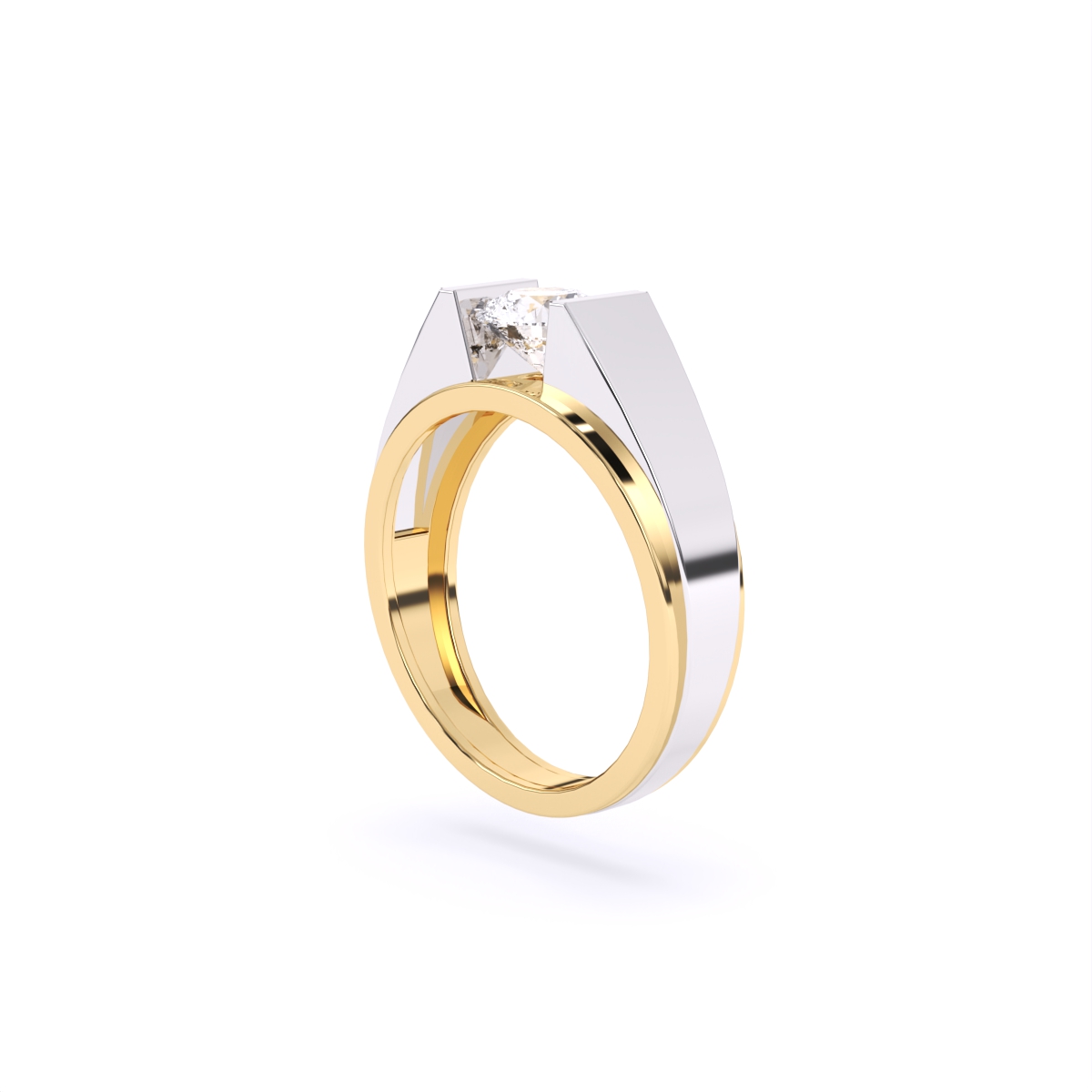 Modern Bezel Setting Men's Two-Tone Lab Diamond Ring