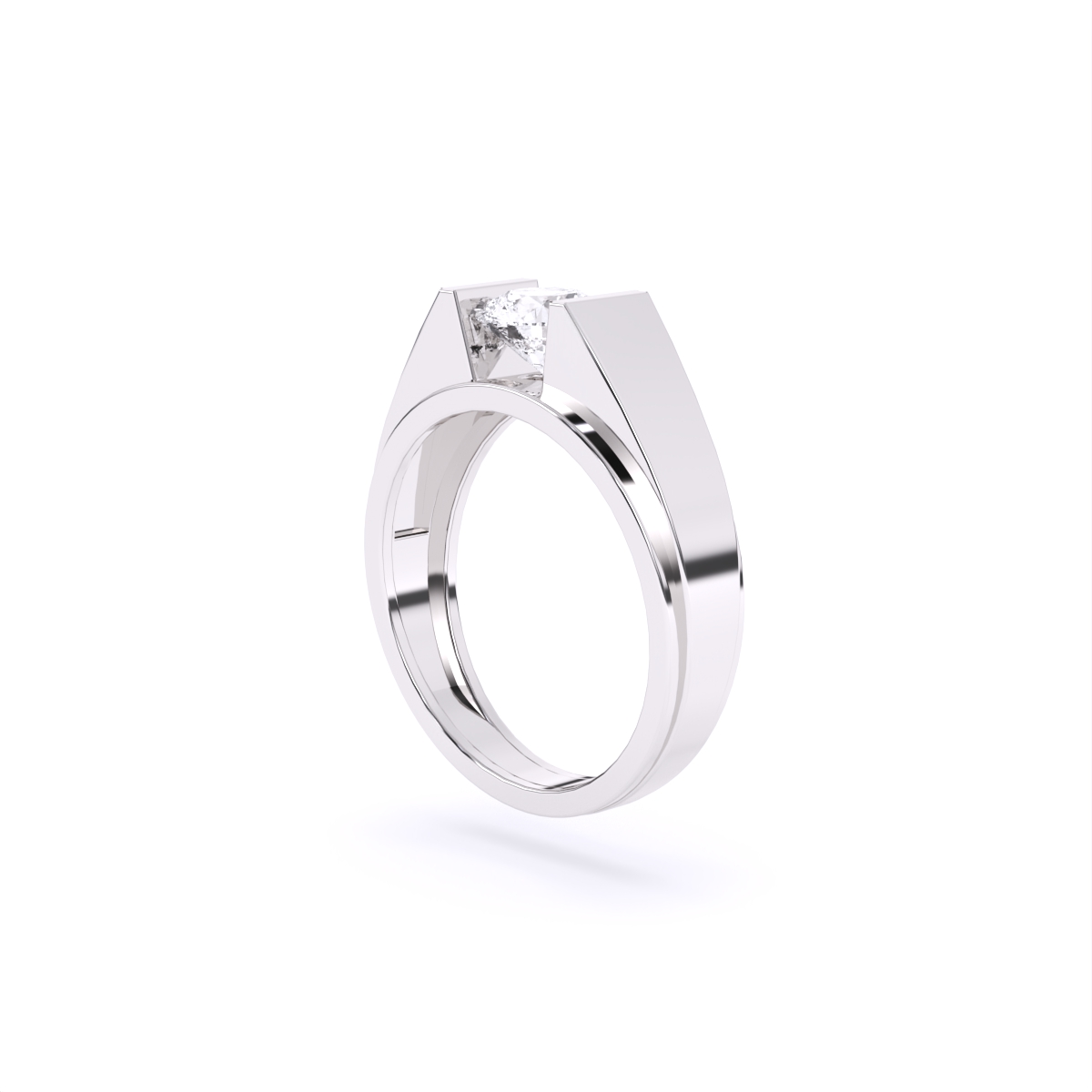 Modern Bezel Setting Men's Two-Tone Lab Diamond Ring