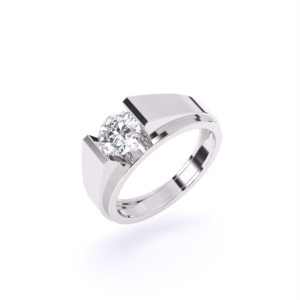 Modern Bezel Setting Men's Two-Tone Lab Diamond Ring