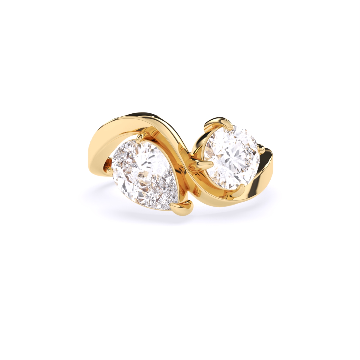 Round & Pear Toi et Moi Lab Diamond Ring