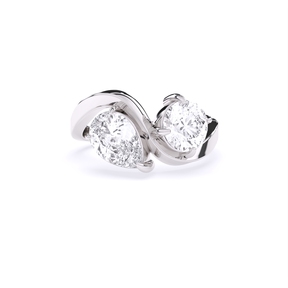 Round & Pear Toi et Moi Lab Diamond Ring