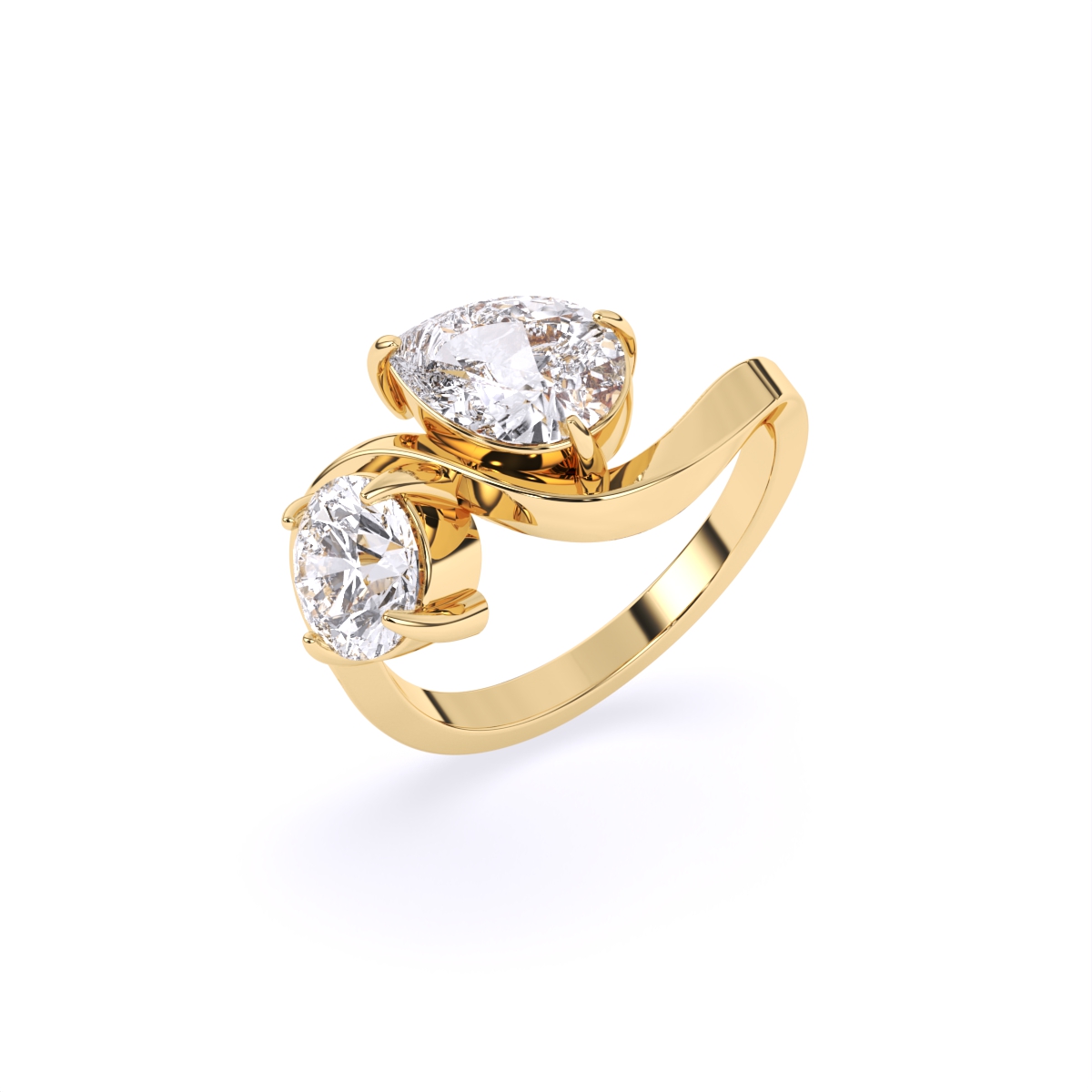 Round & Pear Toi et Moi Lab Diamond Ring