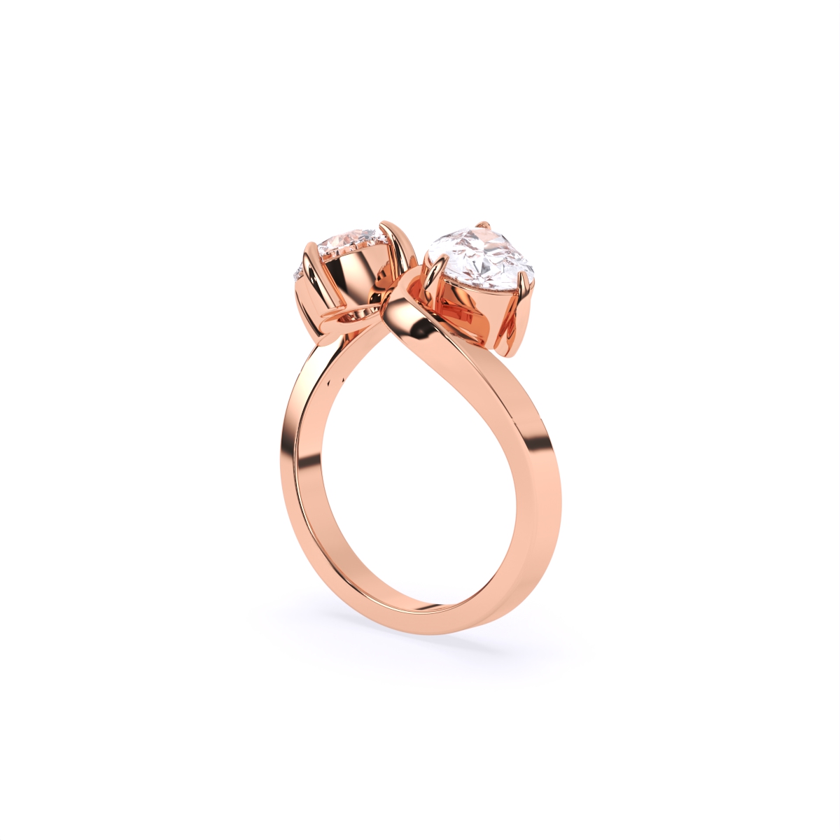 Round & Pear Toi et Moi Lab Diamond Ring