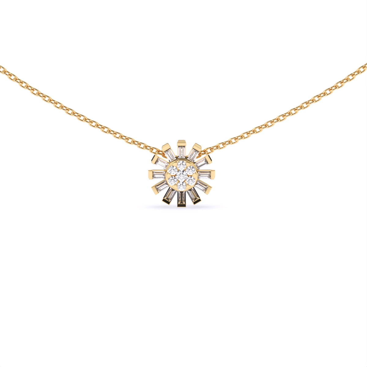 Baguette Lab Grown Diamond Flower Necklace
