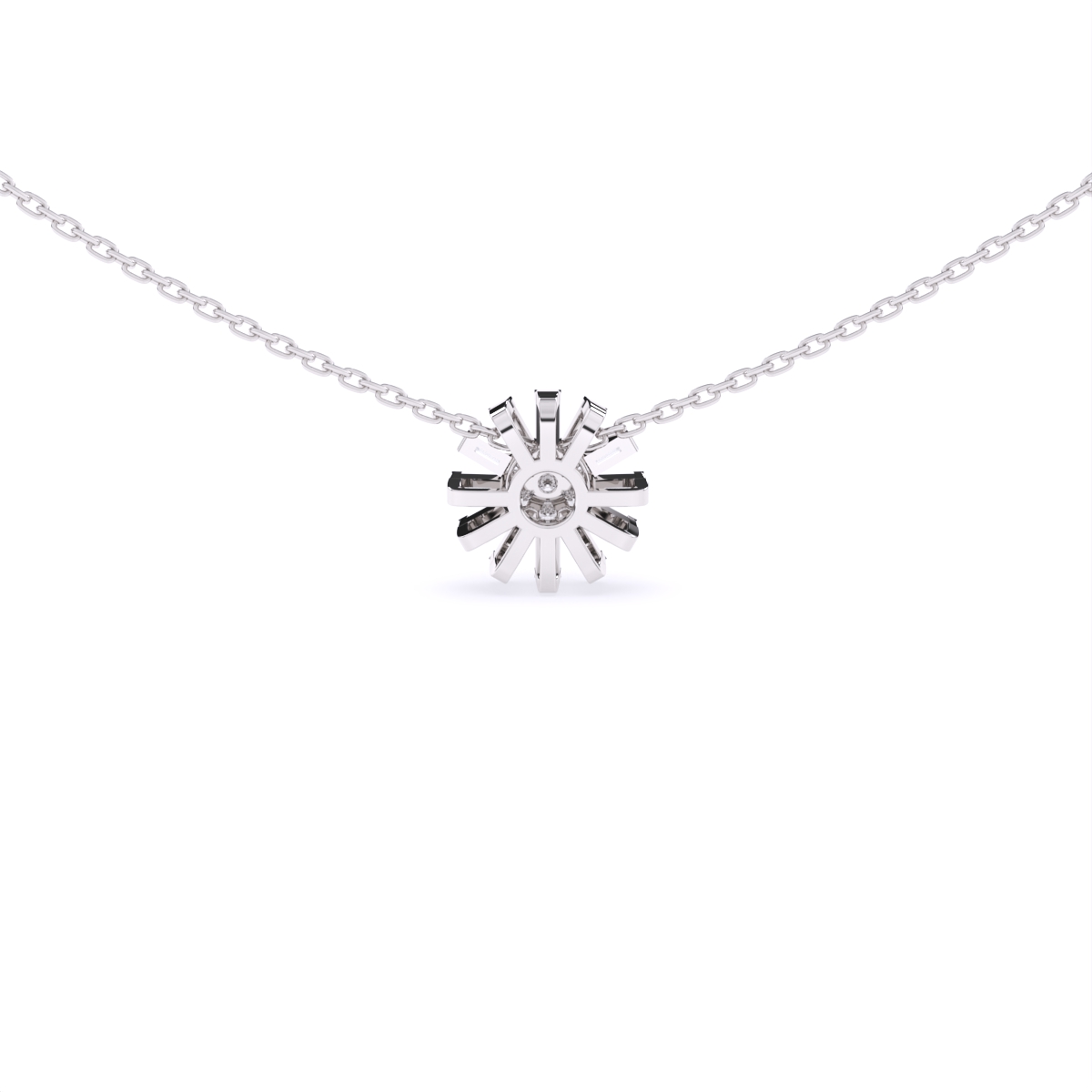 Baguette Lab Grown Diamond Flower Necklace