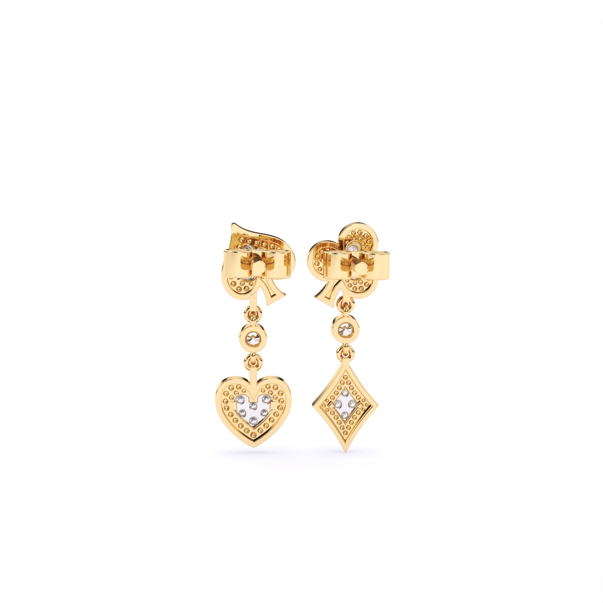 Luxury Playing Card Inspired Enamel Heart Earrings